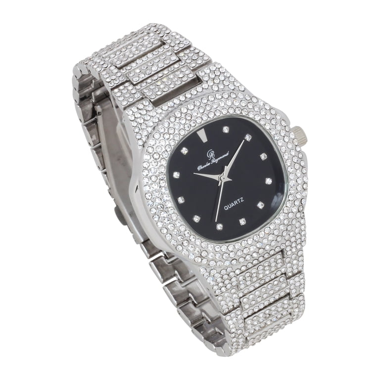 Glamorous Silver Crystal-Encrusted Watch Buy Luxury Men main image 4