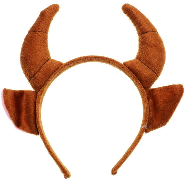 Kids Ox Horn Shape Animals Ears Headband Party Cosplay Costume Headdress Hair Headpiece (Brown)