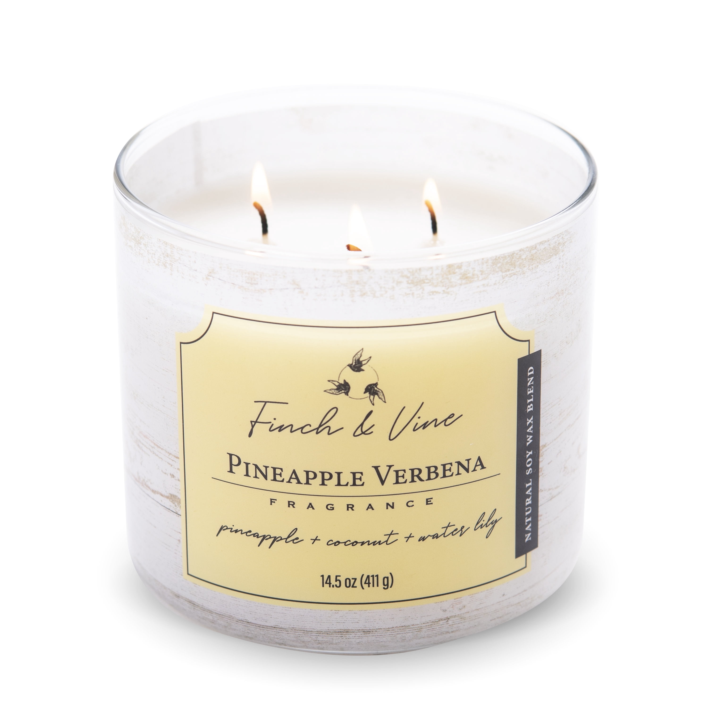 Carolina Candle Pineapple Verbena 14.5Oz, 3 Wick Candle, White