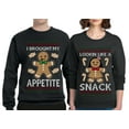 thumbnail image 2 of I Brought My Appetitie Lookin Like A Snack Funny Matching His and Hers Couples Sweatshirt Christmas Matching Couple Crewneck Sweater, 2 of 6