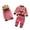 Hot Pink, variant on Infant Girls 3Pcs Flannel Outfits Bear Print Jacket Vest Pants Set, Sizes 12-18M