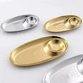 thumbnail image 7 of Oval Stainless Steel Serving Tray with Seasoning Compartment Snack Plate for French Fries Dumplings Chicken Wings Desserts Party Food Display Dishwasher Safe Durable Metal Appetizer Platter, 7 of 7