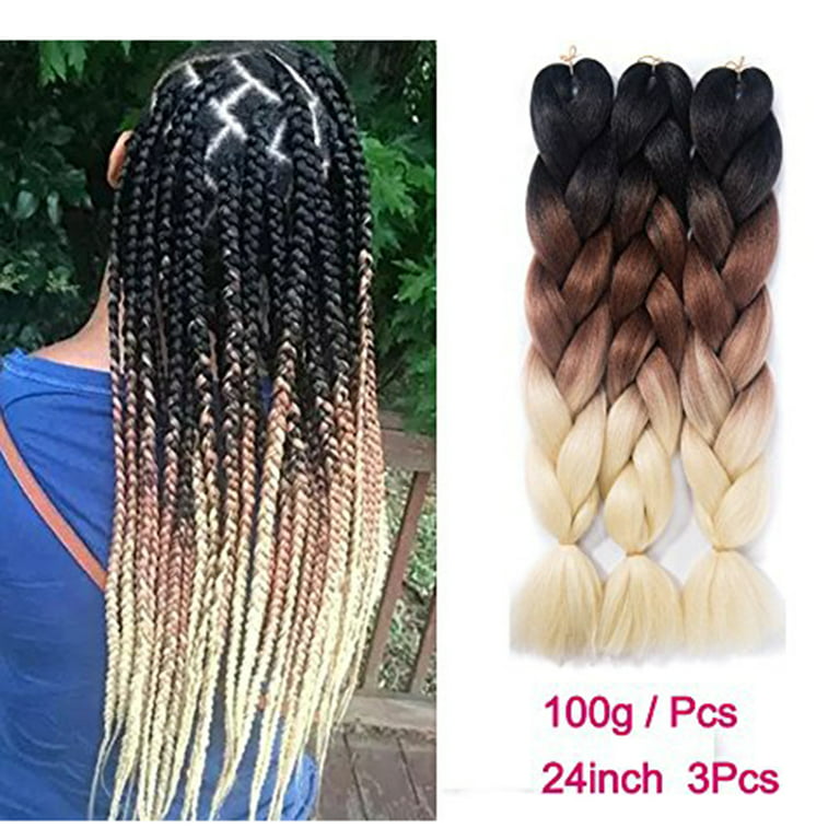 WOME Jumbo Braiding Hair Extension 24Inch Green Color Synthetic Crochet  Braiding Hair High Temperature Fiber Box Twist Braids Extensions for Woman