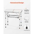 thumbnail image 2 of VEVOR Folding Camping Table, Adjustable Height Portable Side Tables, Aluminum MDF Beach Table with Mesh Layer, Carrying Handle, Lightweight Compact for Outdoor Picnic BBQ Cooking,24x16in,Silver, 2 of 9