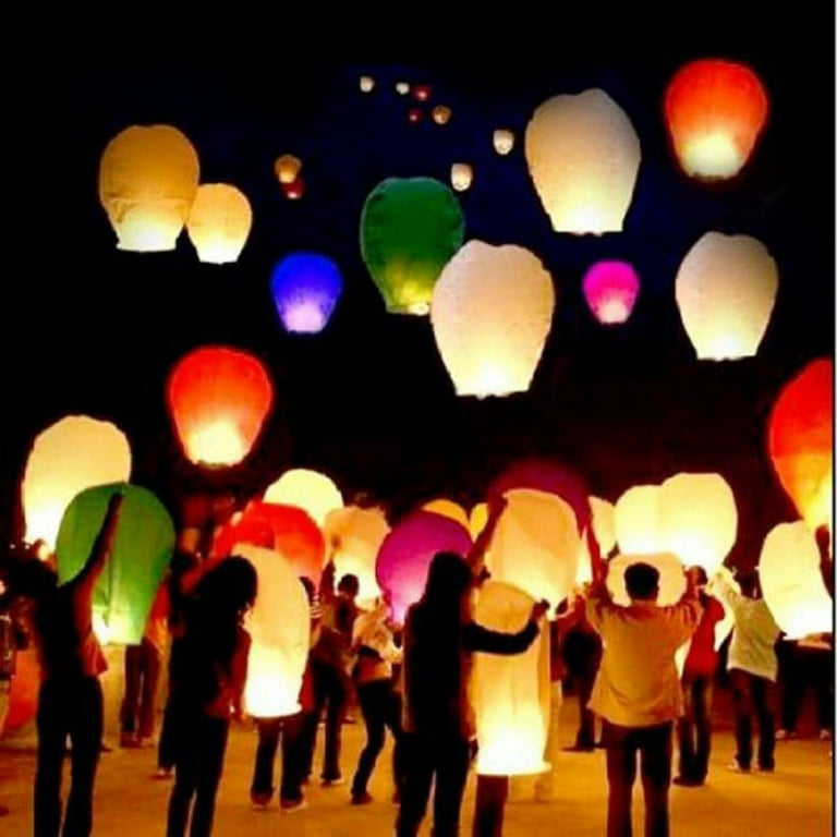 Fully assembled and Fully biodegradable Chinese lanterns for Birthdays Parties New Years Memorial Ceremonies and More 10-pack Colorful