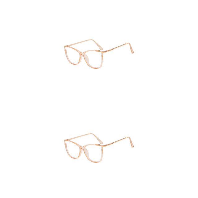 Qarigey Gafas de ojo de gato a la moda Anti luz azul transparente estilo Vintage gafas de marco grande de lujo para champán óptico champán 2piezas