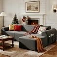 thumbnail image 6 of Easoger 86.6" Compressed Sofa, Modular Sofa Three-Seater, Velvet Covered, Fully Foam-Filled, Comfortable and Soft, Freely Combine and Match, Suitable for Living Room - (Gray), 6 of 6