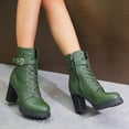 thumbnail image 6 of NTACZA Dressy Women's Boots Green Ankle High Heel Faux Leather Lace-up Side Zip Boots Women's Shoes 36, 6 of 8