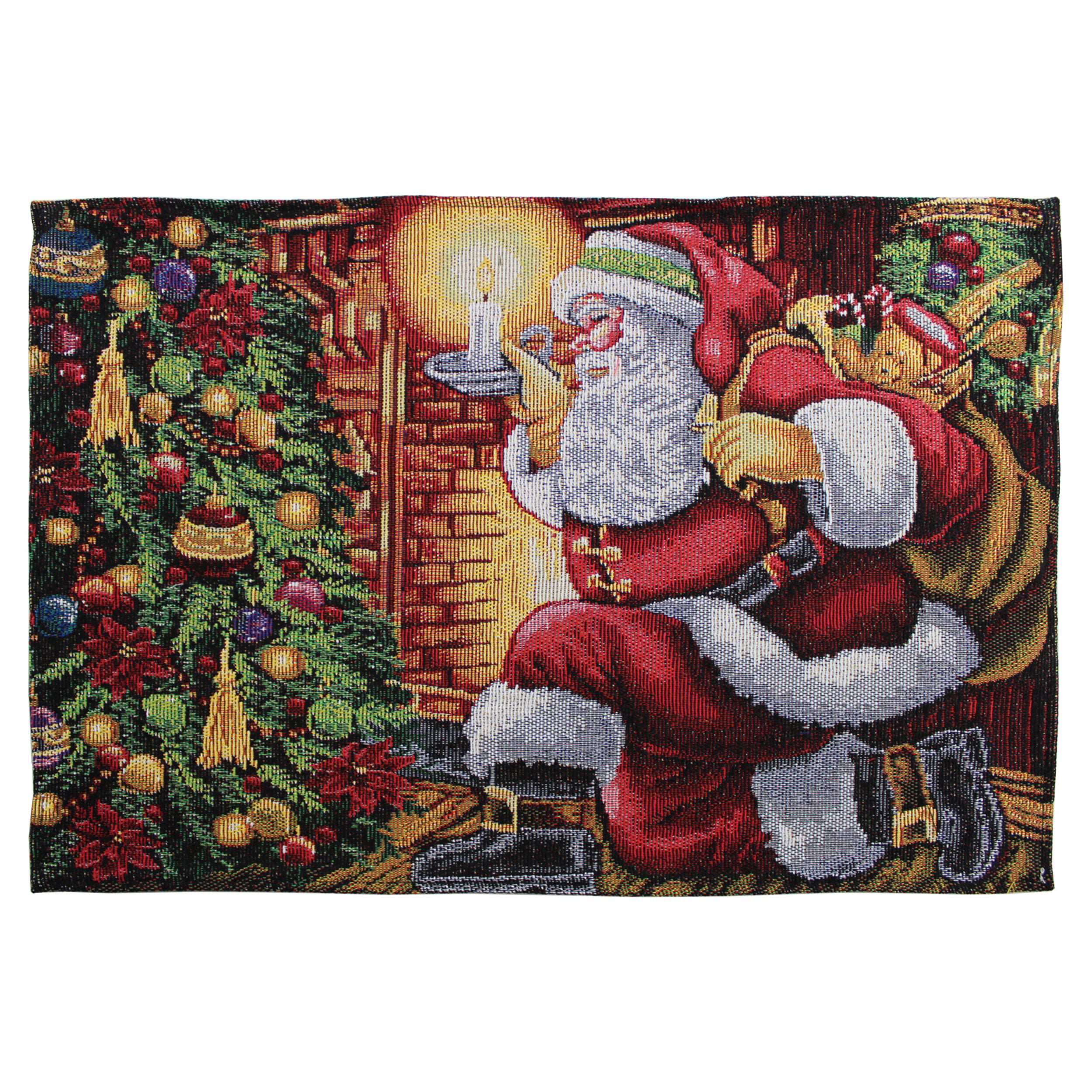 Manual Woodworkers Enchanted Jacquard Woven Tapestry Santa Stocking Santa