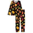 thumbnail image 4 of Suhoaziia Sleepwear Sets for Women Size 6XL Long Sleeve Pajamas Pants Orange Leaves Sleep Home Clothing Holiday Gifts,2 Pack Stretchy Durable Crew Neck Fall Warmth Outfits, 4 of 5