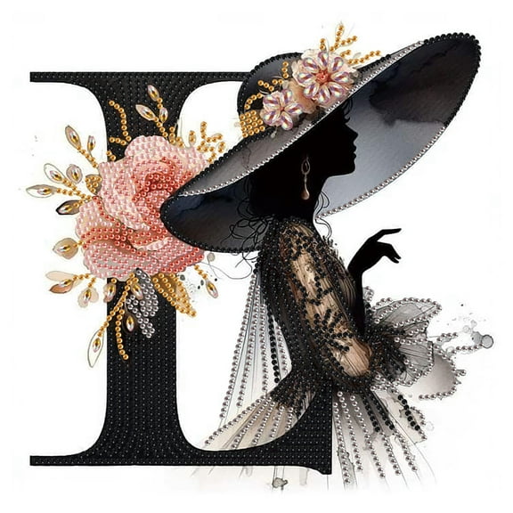 5D DIY Diamond Painting Kit Elegant Lady Letter L Special Shape Creative Diamond Craft Suitable for Home and Office Decor, Festive Gifts