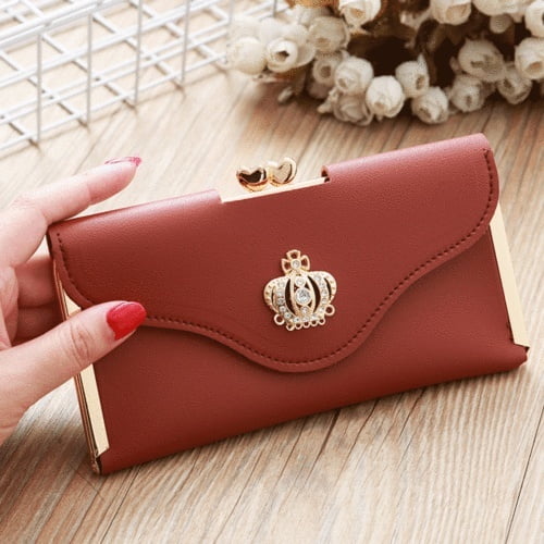 Women Leather Clutch Long Wallet PU Card Holder Lady Purse Envelope Bag Handbag Walmart