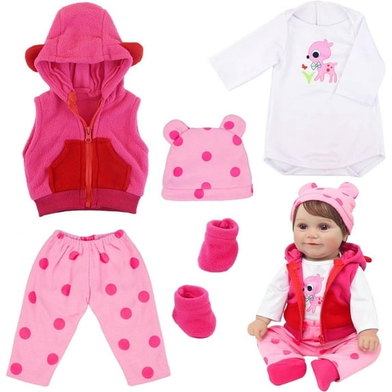 SharkTRUE 17-20 inch Baby Dolls Clothes Suit - Baby Doll Matching Outfit Accessories Gift Set