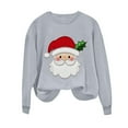 thumbnail image 4 of asdoklhq Christmas Tops for Women Christmas Women's Round Neck Hoodless Christmas Printed Casual Loose Sweatshirt Gray 2X, 4 of 6