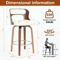 thumbnail image 3 of FANCROU 26 inch Swivel Counter Height Bar Stools Set Of 4, PU Leather Seat With Bentwood Back And Legs, White, 3 of 8