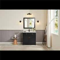 Legion Furniture WS2515-36-TB 36 in. Tricorn Black Finish Solid Wood Sink Vanity, 1 ft. Artificial Stone Top