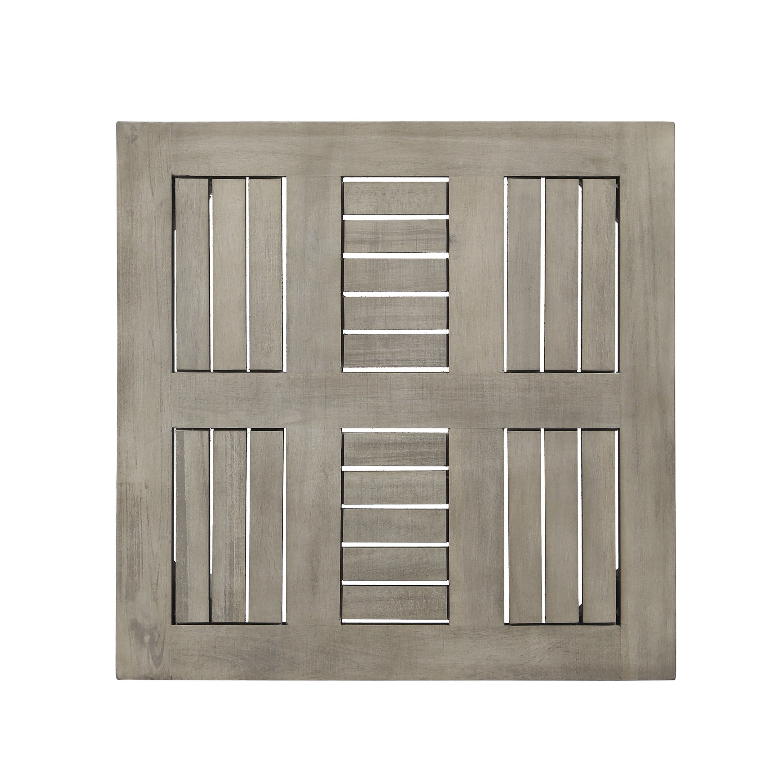 Outdoor Compact Side Table, Solid Acacia Wood Small Accent Table for Patio Garden, Light Gray