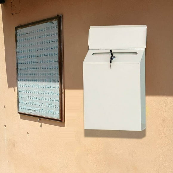 Style Flair Box Mailbox Bin Door Suggestion Drop Designed Drop Box Slots Metal Installation Postbox Simple Drop Box Mailbox Beige