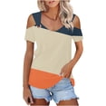 thumbnail image 1 of Camisas de Manga Corta para las Mujeres de Verano Sexy Frío Hombro Suéter Blusa Cuello en V Sólido, Ligero para Diario, 1 of 9