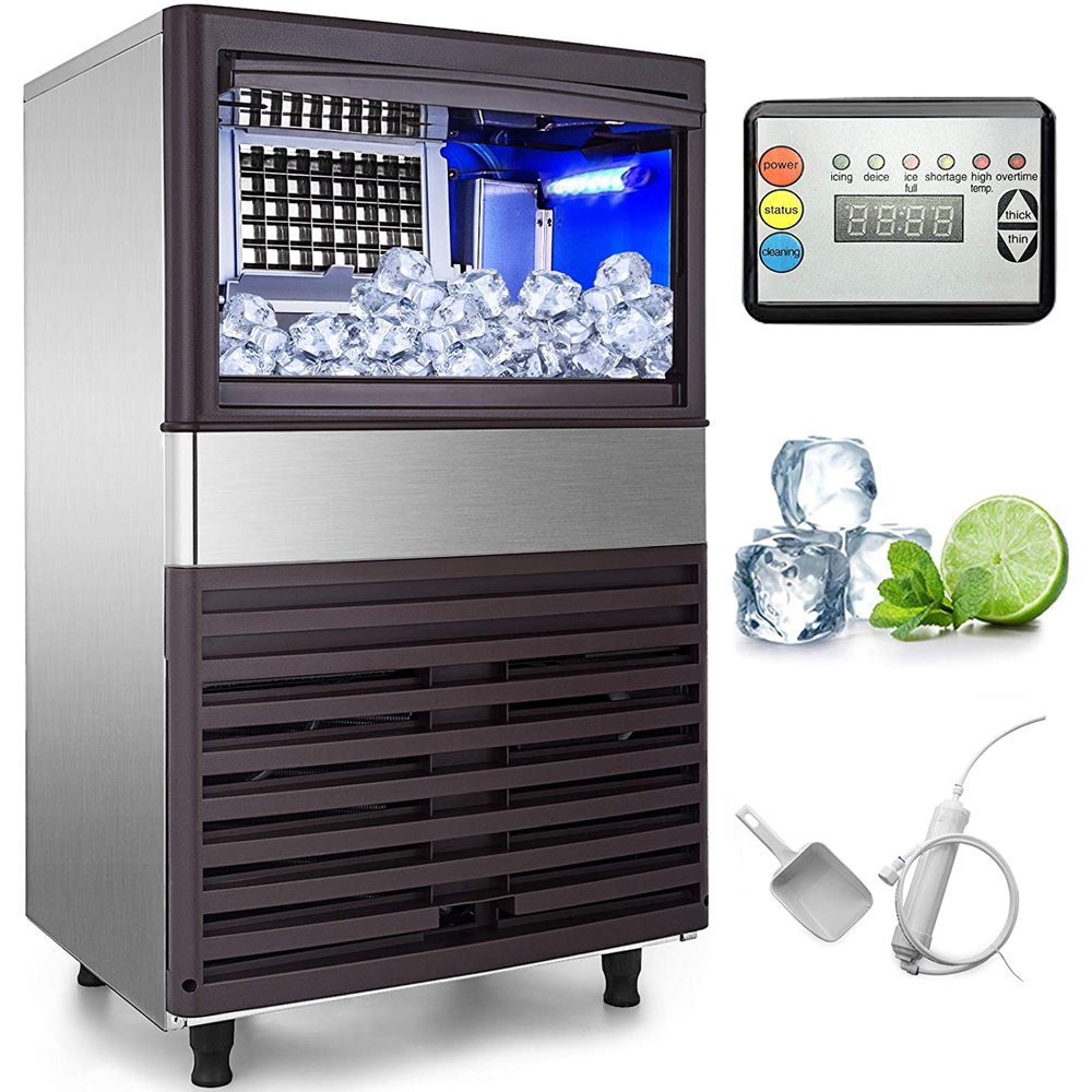 VEVOR Commercial Ice Maker 155lbs/24h with LED Panel,Stainless Steel