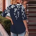 thumbnail image 4 of MaFYtyTPR Womens Summer Casual Printed Tops Women's Fashion Summer Printed Short Sleeve Square Neck Loose Blouses ZA-Blue L, 4 of 5
