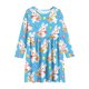 thumbnail image 3 of Vestido de manga larga con cuello redondo para niñas, vestido elástico de manga larga, corte A, estilo patinador con volantes, vestido de recital escolar, vestido de manga larga con cuello redondo par, 3 of 6