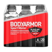 BODYARMOR SportWater Alkaline Water, Superior Hydration, High Alkaline Water pH 9+, Electrolytes 20oz, 6ct