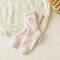 thumbnail image 4 of CUZIBR Socks For Women Winter Fuzzy Lined Crew Socks Cute Bow Embroidery Solid Warmth Plush Stockings Casual Breathable Socks,Light Pink,One Size, 4 of 4