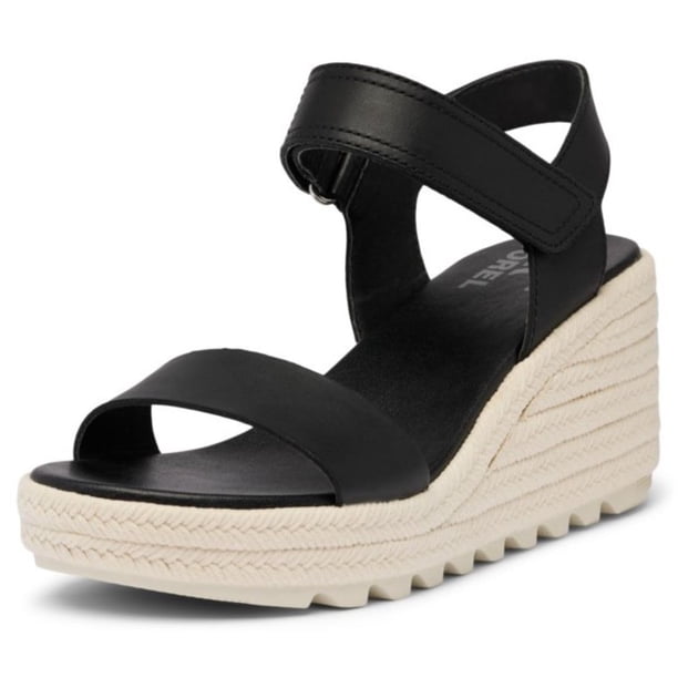 Sandalia Sorel Cameron Cuña Negra/Blanco Talla 8.5 Mujer