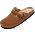 thumbnail image 3 of Comwarm Vegan Leather Clogs for Womens Mens, Cork Footbed Potato Slip On shoes for Women with Arch Support, Caramel Brown, 3 of 6