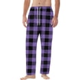 thumbnail image 5 of Fabrcox Plaid Flannel Pajamas Bottoms for Men Big and Tall M-Xxl Xxxl Straight Leg Pj Bottoms with Pockets Winter Warm Elastic Waist Drawstring Sleep Lounge Pants Purple 2XL, 5 of 6