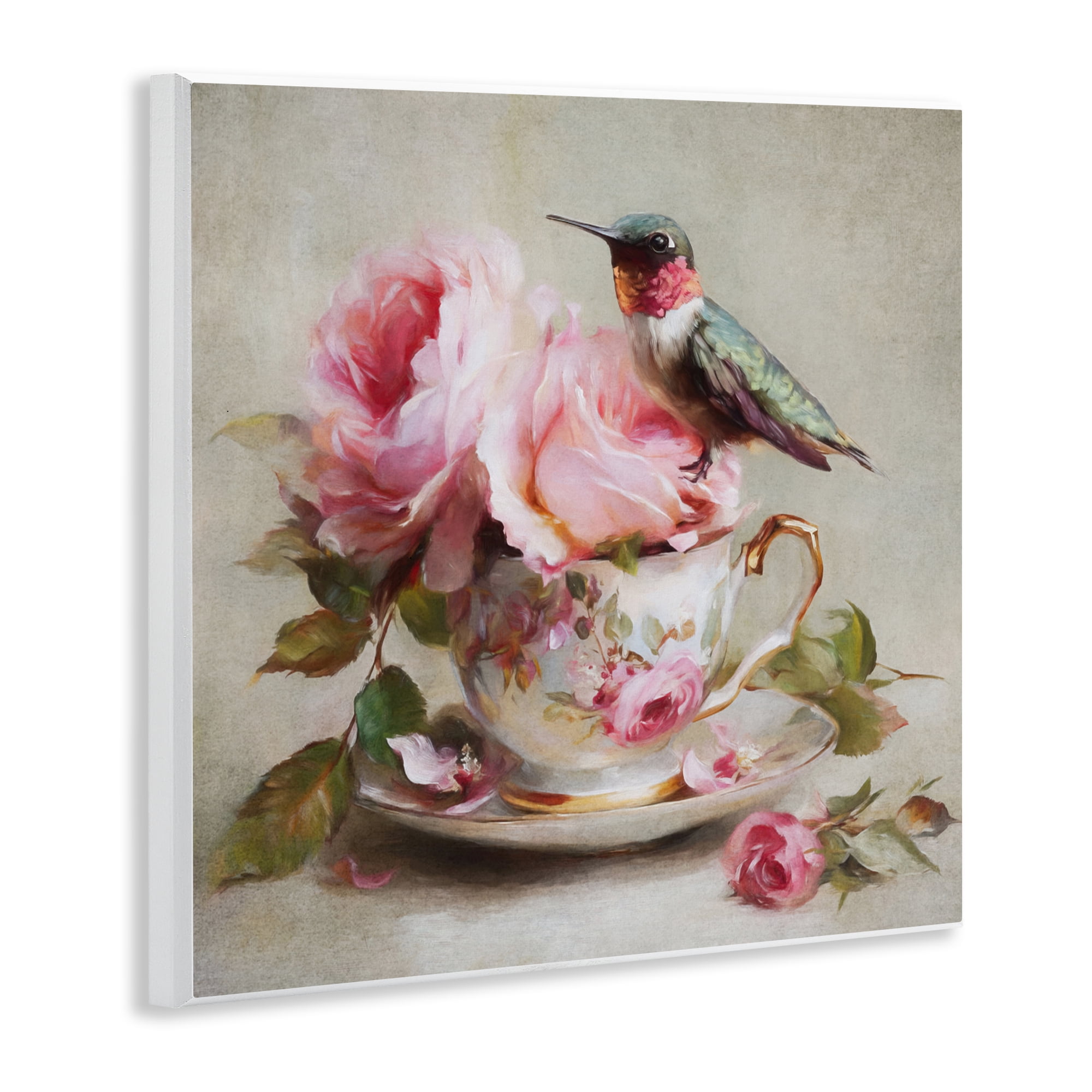 Stupell Industries Hummingbird & Tea Cup Wall Plaque Art, design by Tina LeCour