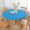 thumbnail image 3 of Blue Christmas Snowflake Pattern Round Fitted Tablecloth with Elastic Edge,Dining Table Cover Waterproof,Outdoor Round Tablecloth for Camping,Dining,Indoor and Outdoor, 3 of 7