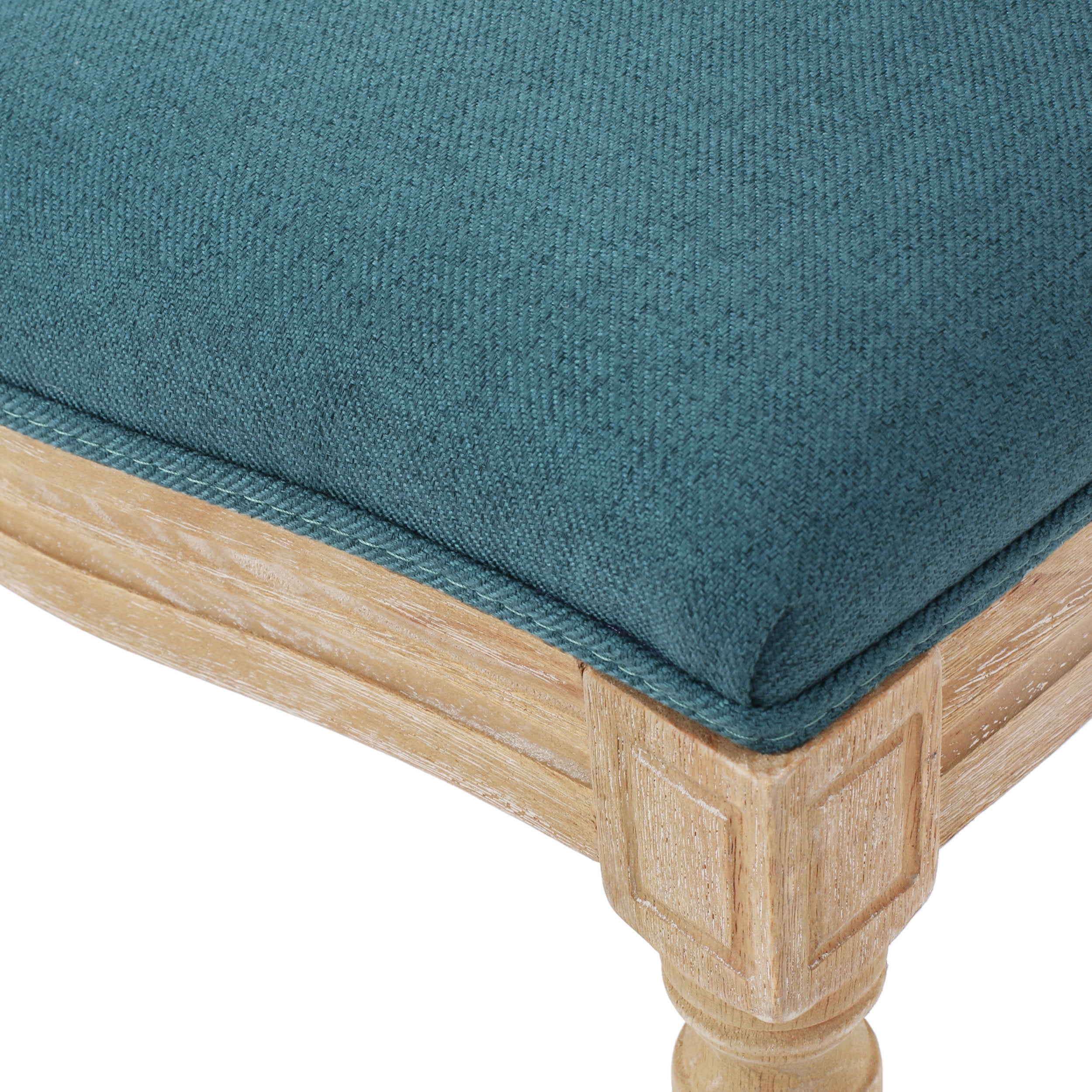 Noble House Dored Fabric and Wood 7 Piece Dining Set, Dark Teal and Natural