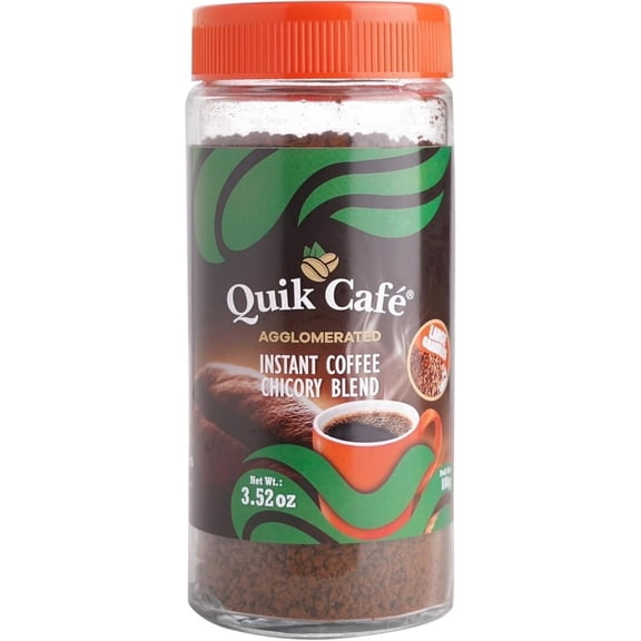QuikCafé Premium Instant Agglomerated Chicory Coffee - With All-Natural Ingredients, Preservative-Free- 3.52 oz (100g) of Perfection