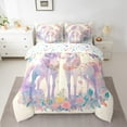 thumbnail image 2 of Manfei Purple Unicorn Twin Bedding Sets 7-Piece for Kids, Dreamy Butterfly Animal Bedding Comforter Set, Garden Floral Flower Reversible Sheet Sets, Luxury Bedroom Decor, 2 of 7