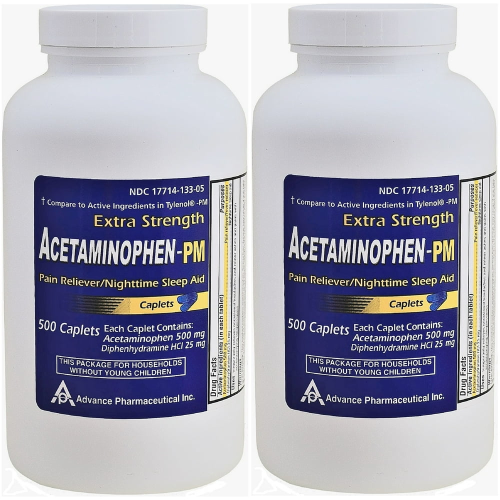 Acetaminophen PM Generic for Tylenol PM 1000 Caplets Pain Reliever