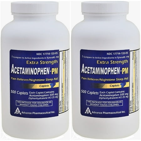 Acetaminophen PM Generic for Tylenol PM 1000 Caplets Pain Reliever & Nighttime Sleep Aid