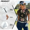thumbnail image 5 of COEQINE Short Sleeve Golf Shirts for Women V Neck 1/4 Zip Quick Dry Fit Golf Tops Rose Butterfly Moon and Star Print Workout Polo Shirts Lightweight Tennis Activewear, L, 5 of 7