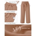 thumbnail image 5 of SHOWMALL Womens Plus Wide Leg Pants High Waisted Palazzo Pants Peach Puff 4X Belted Lightweight Work Pants Lose Trousers with Pockets, 5 of 9