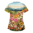 thumbnail image 3 of YDKZYMD Scrub Tops for Women Stretchy Floral Flowers Petite Jogger Workwear Scrub Tops Nurse Uniform Plus Size V Neck Scrub Shirt Graphic with Pockets Short Sleeve Scrubs Green S, 3 of 3