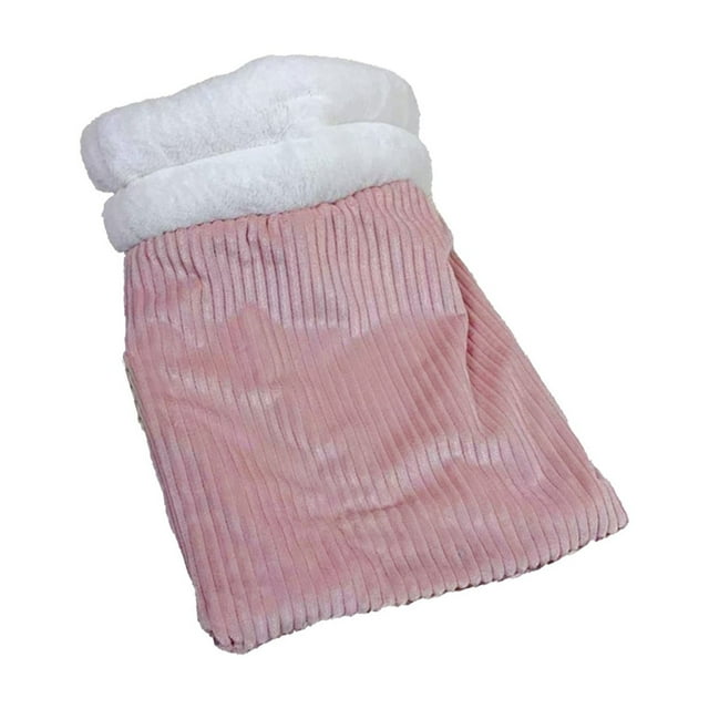Sac de Couchage pour Chat Rose Doux et Chaud avec Doublure en Molleton, Lit Douillet pour Animal de Compagnie pour Petits Animaux, Conception de Tunnel de Rétention de Chaleur en Hiver, Rose