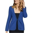 thumbnail image 2 of YUGYXL Casual Blazer Jacket for Women Plus Size Long Sleeve Suit Jackets Lightweight Lapel Work Office Blazers Slim Fit Solid Open Front Cardigan Blue,XL, 2 of 5
