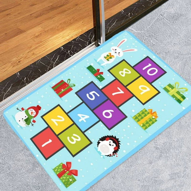 Hopscotch Kids Runner Rug Soft Plush Play Mat Non-Slip Garden Numbers Collection Educational & Fun Throw Rugs for Boys&Girls Playroom Bedroom Best Gift