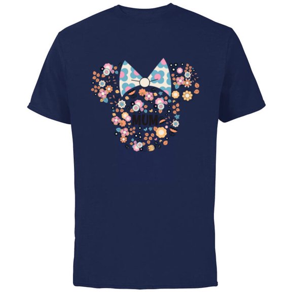 Disney Minnie Mouse Disney Mum Icon Flowers Mother’s Day - Short Sleeve Cotton T-Shirt for Adults - Customized-Navy