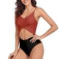 thumbnail image 7 of Womens Swimsuits Pimelu Bathing Suit for Women One Piece Swimsuit High Waist Bathing Suits Women Summer Beach Strap Cut out Monokini Swimwear Ladies Girls Fashion Color Block Bikini, 7 of 7