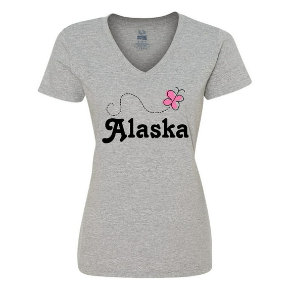 Inktastic Alaska Butterfly Women's V-Neck T-Shirt