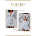 thumbnail image 3 of HOTAPEI Womens Dresses 2023 Spring Summer Deep V Neck Open Back Dress Ruffle Layer Swing Long Sleeve Floral Print Mini Dresses, 3 of 5