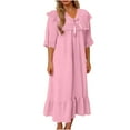 thumbnail image 4 of Ashirexll Sleep Shirts for Women, Nightgowns for Women, Casual Loose V-Neck Short Sleeve Pajama Dress, 4 of 7