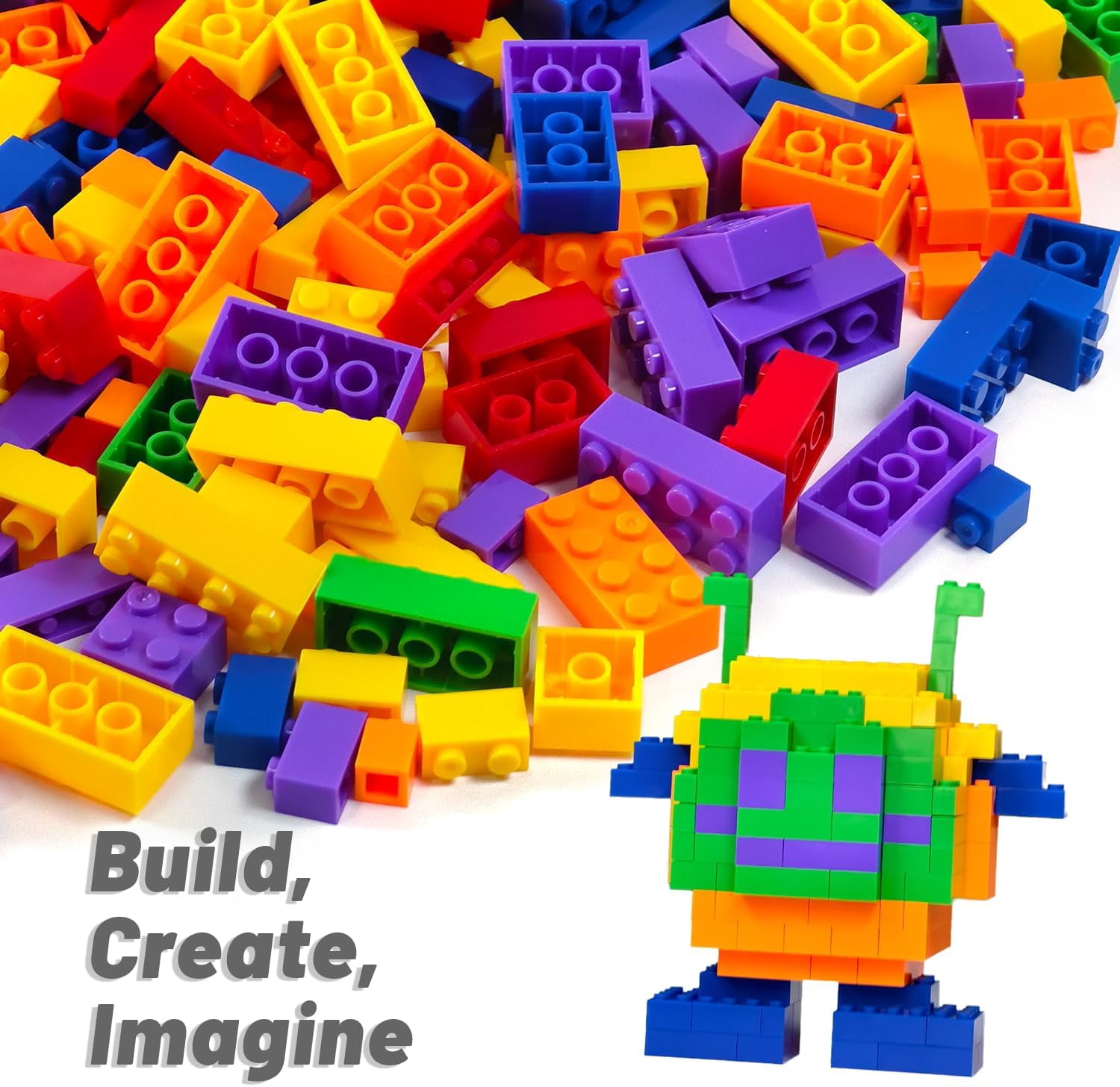 Pairez Toys Building Bricks, 1000 PCS Building Blocks in Rainbow Color, Toys for Kids Ages 4 5 6 7 8+